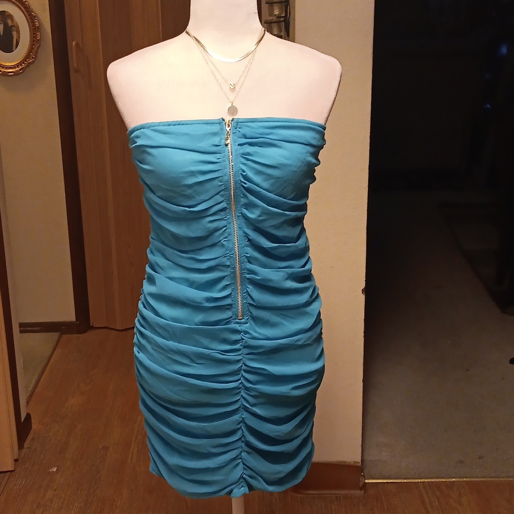 I.C.U. BLUE STRAPLESS DRESS